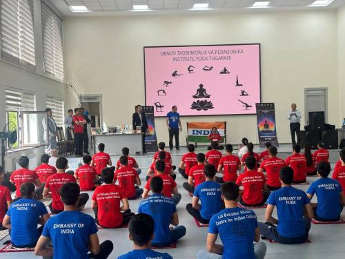 International Day of Yoga (IDY) session held on 30th April 2025 at the Denov Institute of Entrepreneurship and Pedagogy Yoga Club, Denov