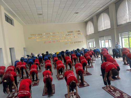 International Day of Yoga (IDY) session held on 30th April 2025 at the Denov Institute of Entrepreneurship and Pedagogy Yoga Club, Denov