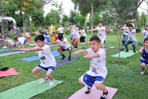 International Day of Yoga (IDY) session held on 2nd May 2025 at the Palace of Khudoyar Khan, Kokand