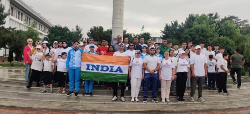 International Day of Yoga (IDY) session held on 26th May 2025 during the International Namangan Flower Festival in Namangan