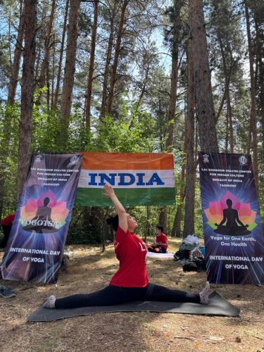 International Day of Yoga (IDY) session held on 28th May 2025 at Sukok Nature Reserve, Tashkent Region